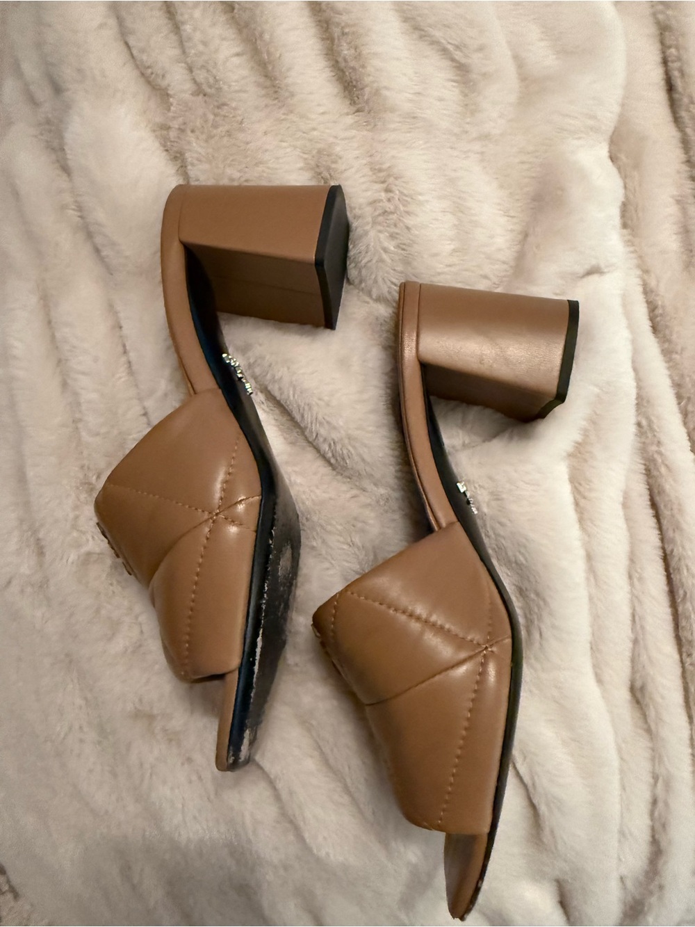 Prada Quilted Tan Leather Slide Mules - Picture 6 of 9